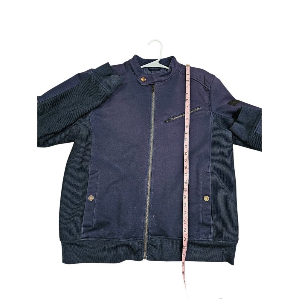 Mavi Mens XL Moto Jacket Navy Zip Minimalist Modern Streetwear Layering Y2K - Picture 8 of 8